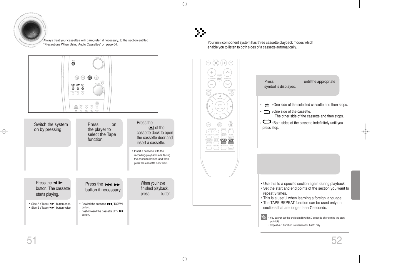 Listening to a cassette, 51 listening to a cassette | Samsung MAX-DX76 User Manual | Page 27 / 36