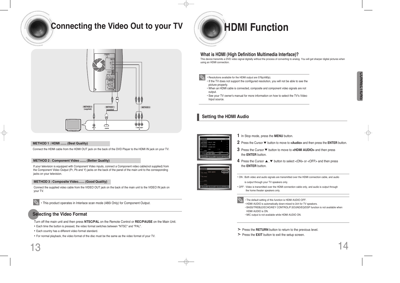 Connecting the video out to your tv, Hdmi function | Samsung MAX-DX76 User Manual | Page 8 / 36