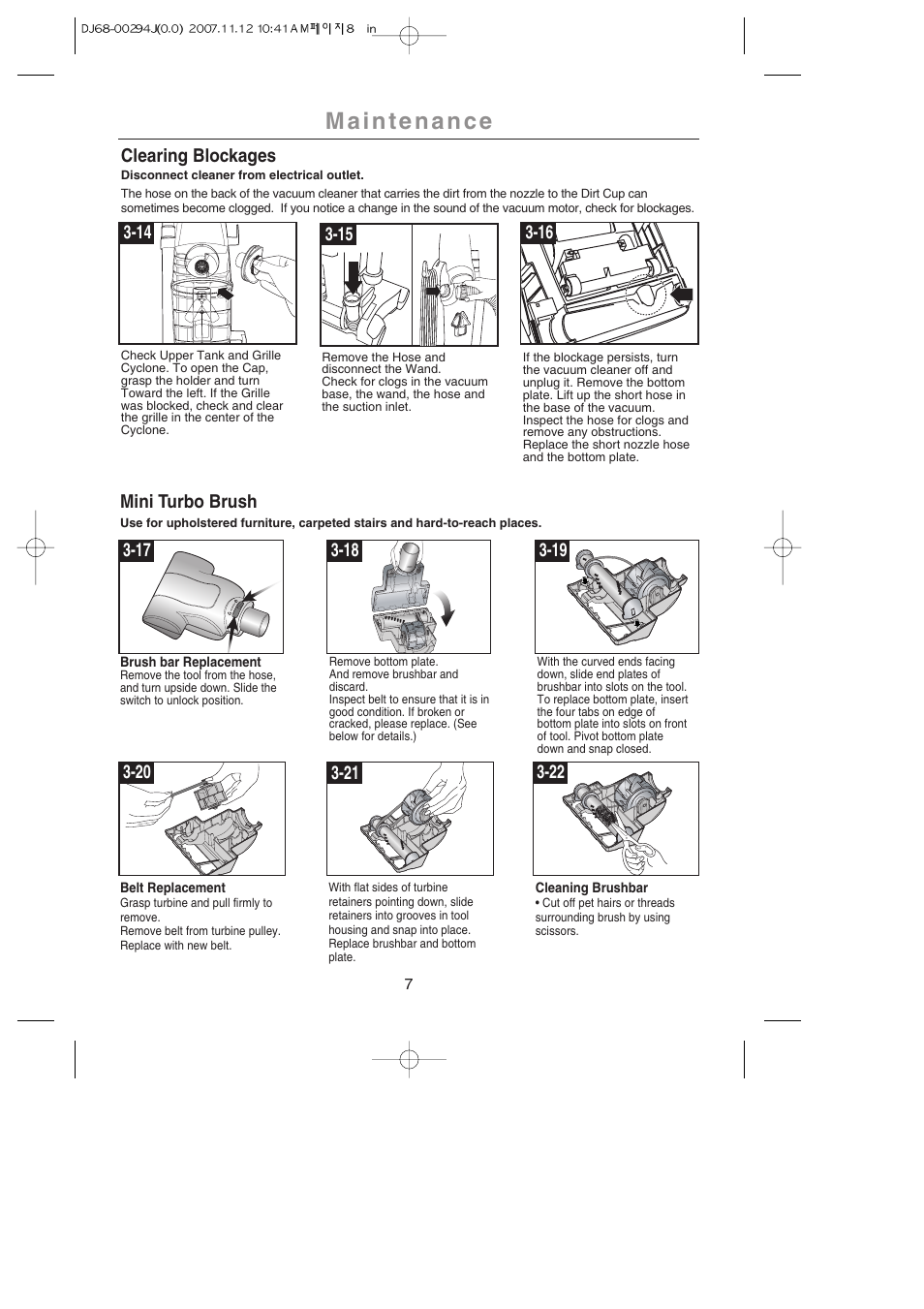 Clearing blockages | Samsung SU-2950 Series User Manual | Page 8 / 12