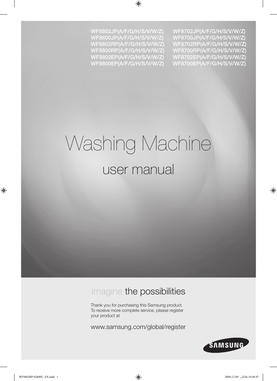 Samsung WF8800RP User Manual | 36 pages