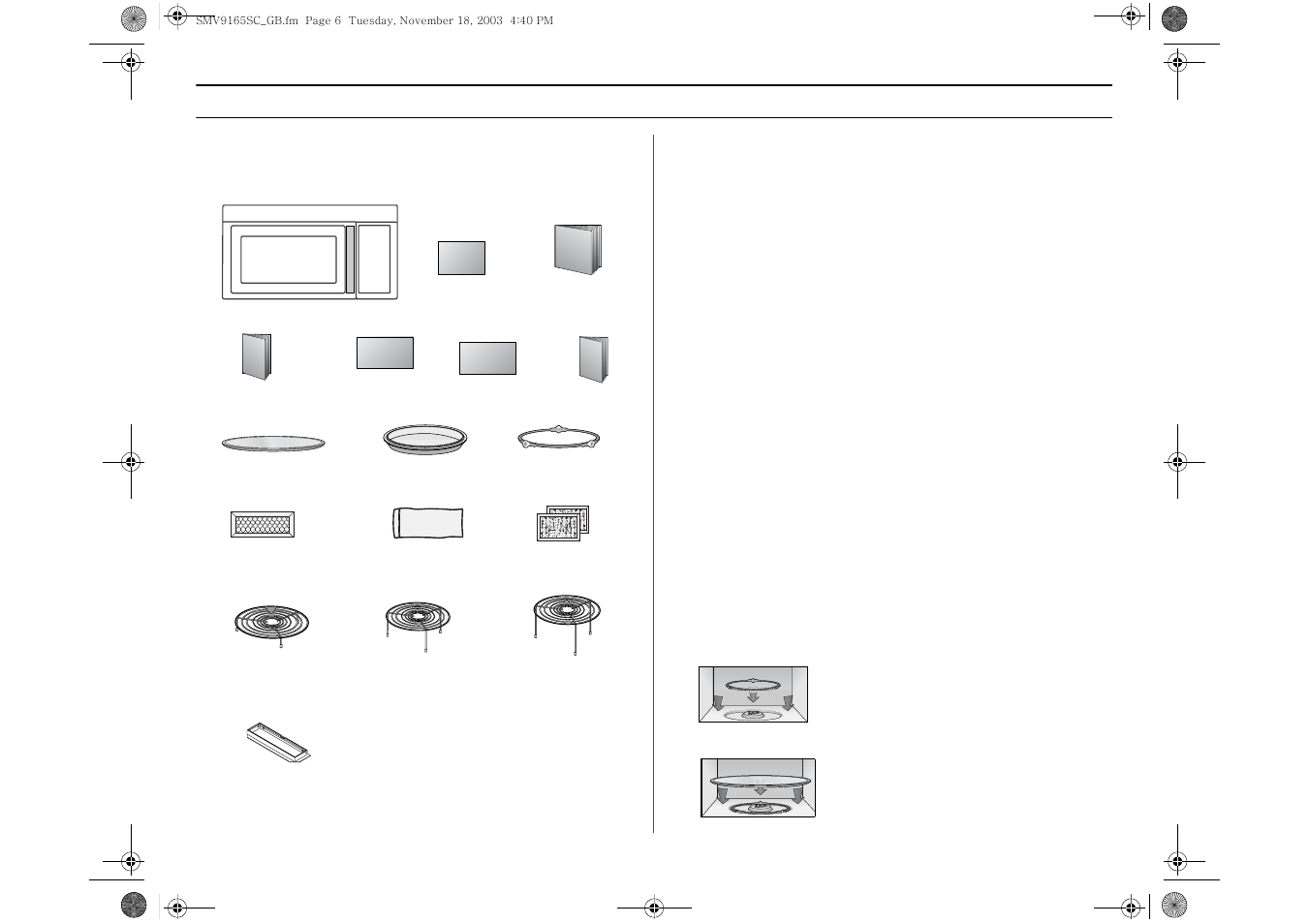 Your new progourmettm oven, Checking parts, Warranty and service information | Setting up your progourmettm oven, Your new progourmet, Oven | Samsung CC User Manual | Page 6 / 36