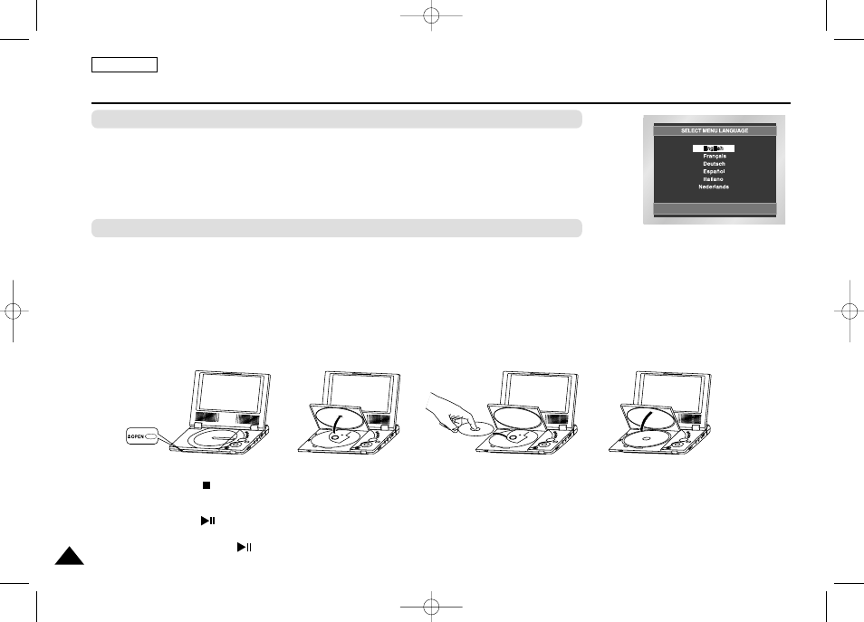 Playing a disc | Samsung DVD-L75 User Manual | Page 22 / 59