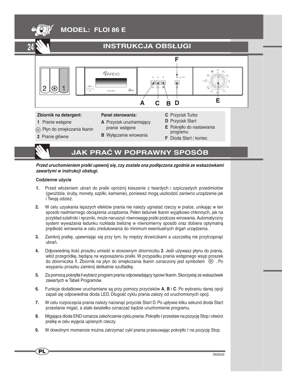 Instrukcja obsługi, Jak prać w poprawny sposób | Ardo FLOI86E User Manual | Page 24 / 52