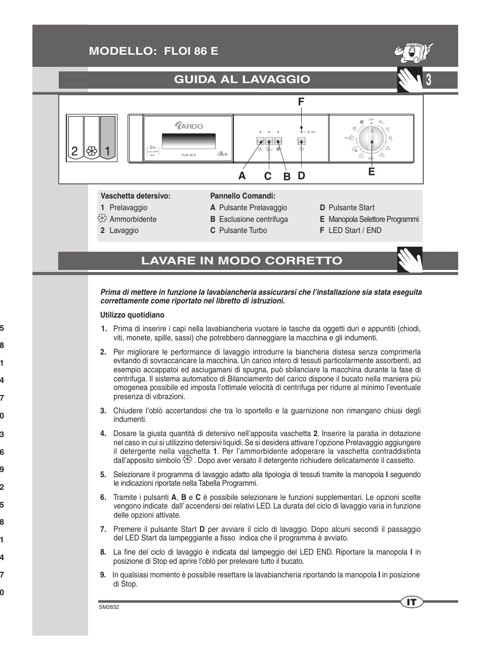 Guida al lavaggio, Modello: floi 86 e lavare in modo corretto | Ardo FLOI86E User Manual | Page 3 / 52
