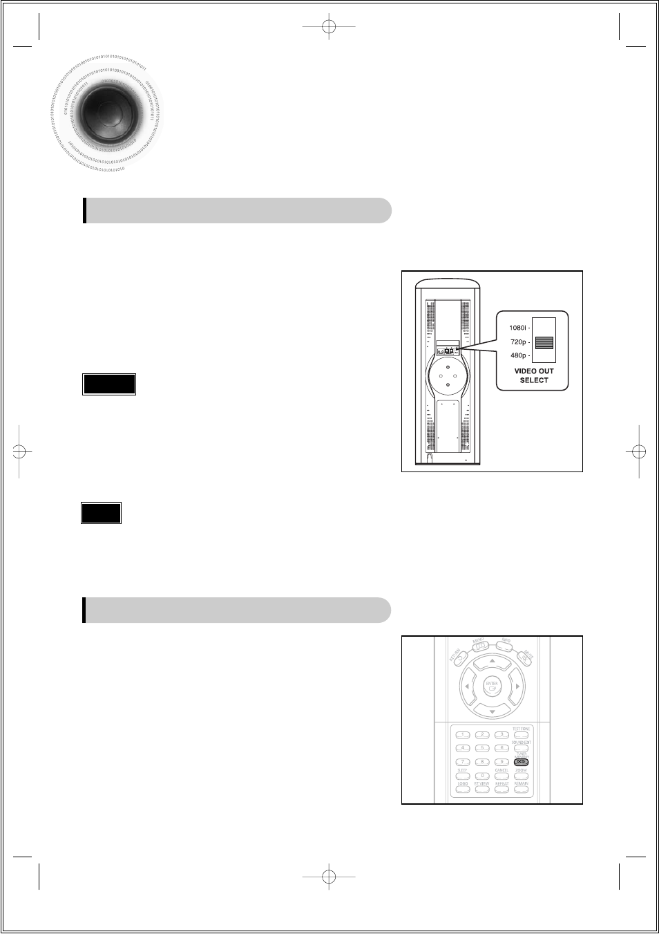 Connecting the video out to tv 21, Selecting resolution, Dcdi | Function, Set the resolution switch to 480p | Samsung HT-DS1000 EN User Manual | Page 22 / 84