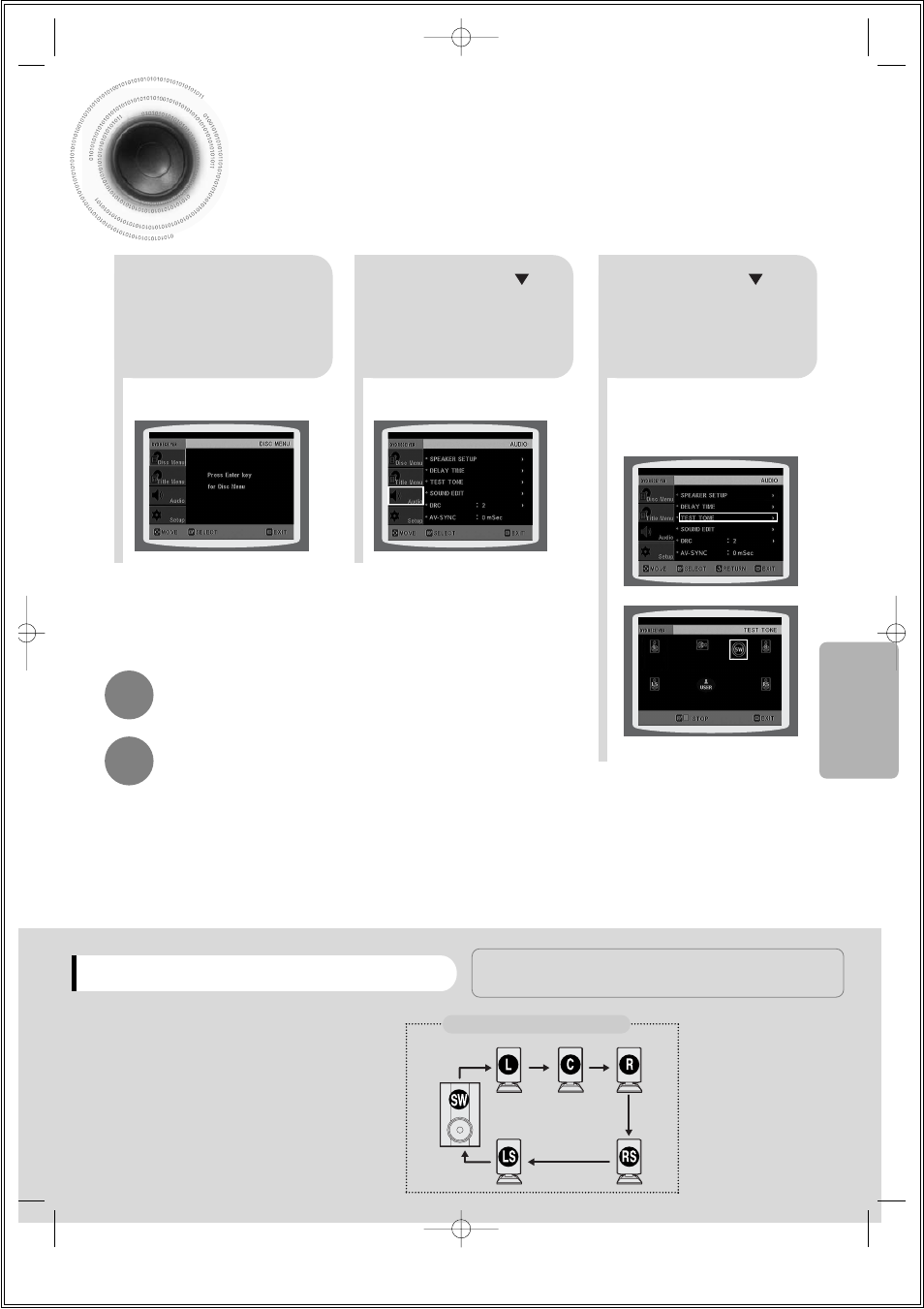 Setting the test tone | Samsung HT-DS1000 EN User Manual | Page 59 / 84