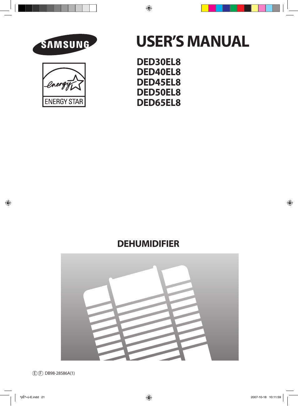 User’s manual, Dehumidifier | Samsung DED50EL8 User Manual | Page 20 / 20
