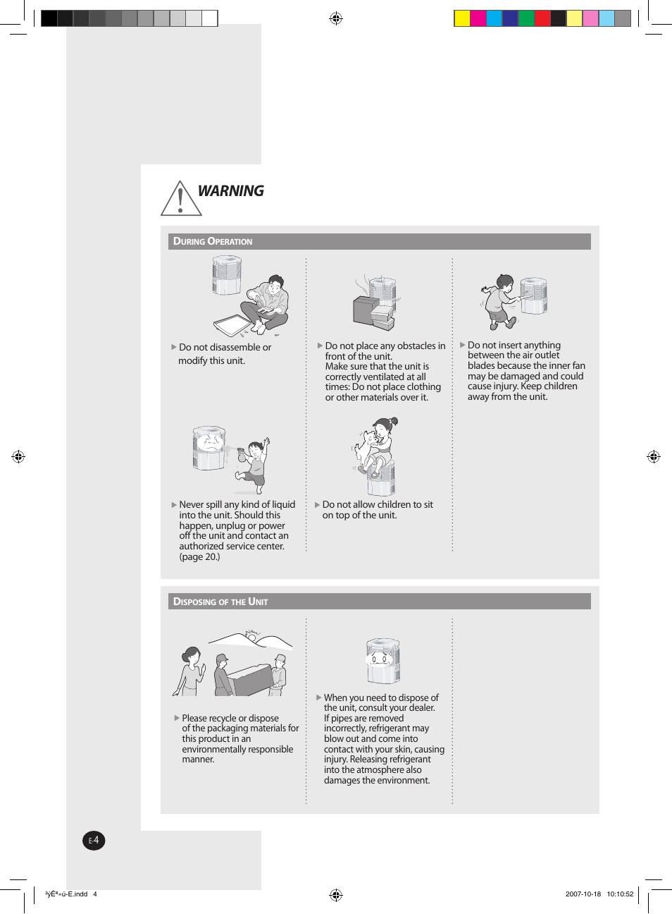 Warning | Samsung DED50EL8 User Manual | Page 3 / 20