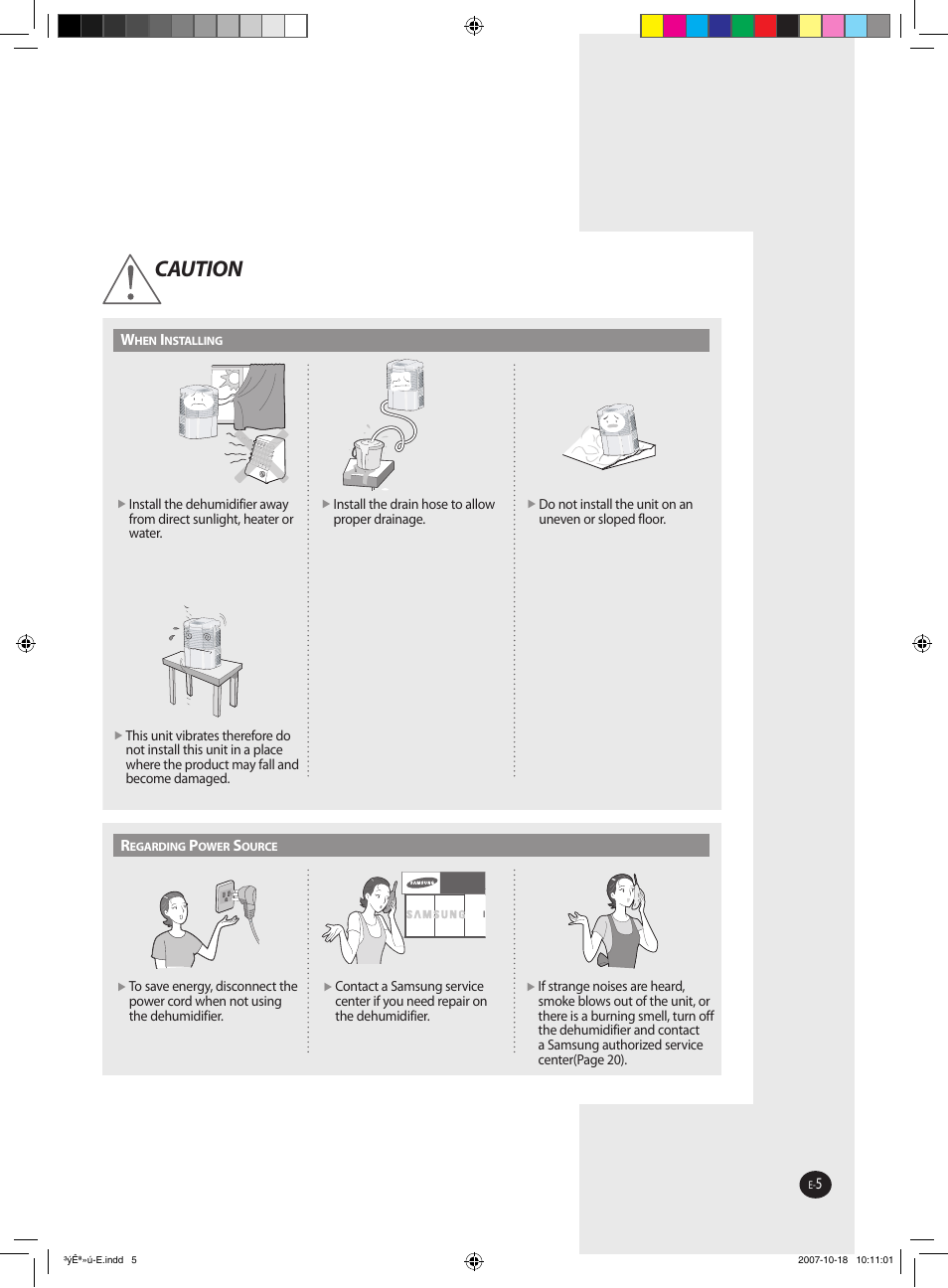 Caution | Samsung DED50EL8 User Manual | Page 4 / 20