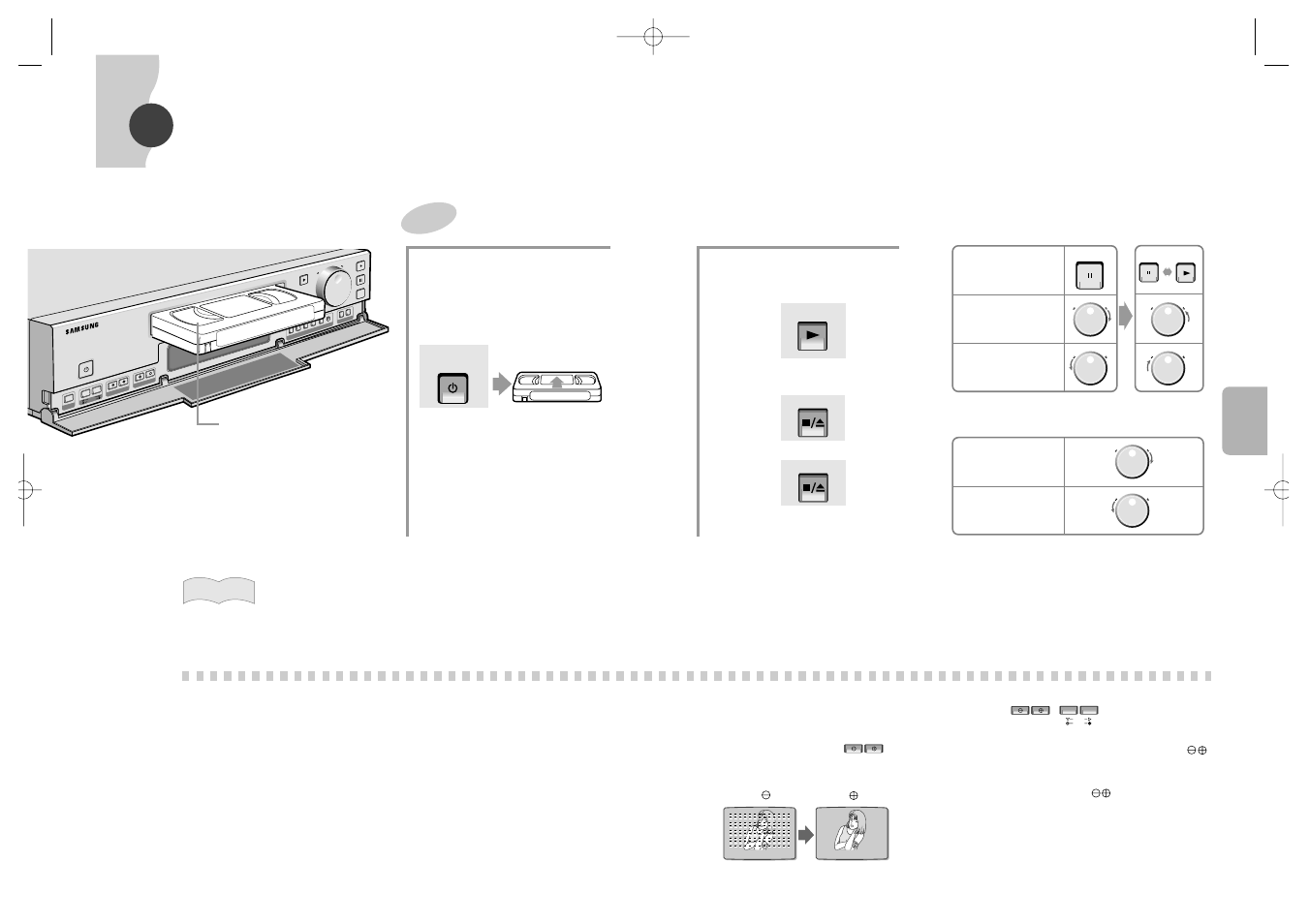 Operation, Basic playback operation, V-lo ck | Shif t, If the screen shows noise or jitter, During normal playback during stop, Press the button when necessary | Samsung SVR-24JP User Manual | Page 12 / 116