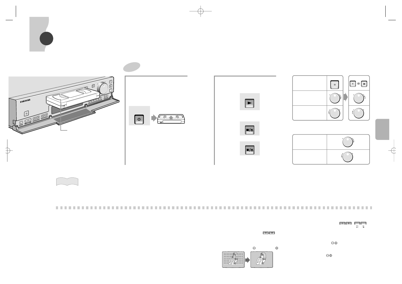 Fonctionnement, V-lo ck, Shif t | Fonctionnement de la lecture, Pendant une lecture normale pendant un arrêt, Pour retourner au mode de lecture normal, Appuyer sur la touche quand c’est nécessaire | Samsung SVR-24JP User Manual | Page 36 / 116