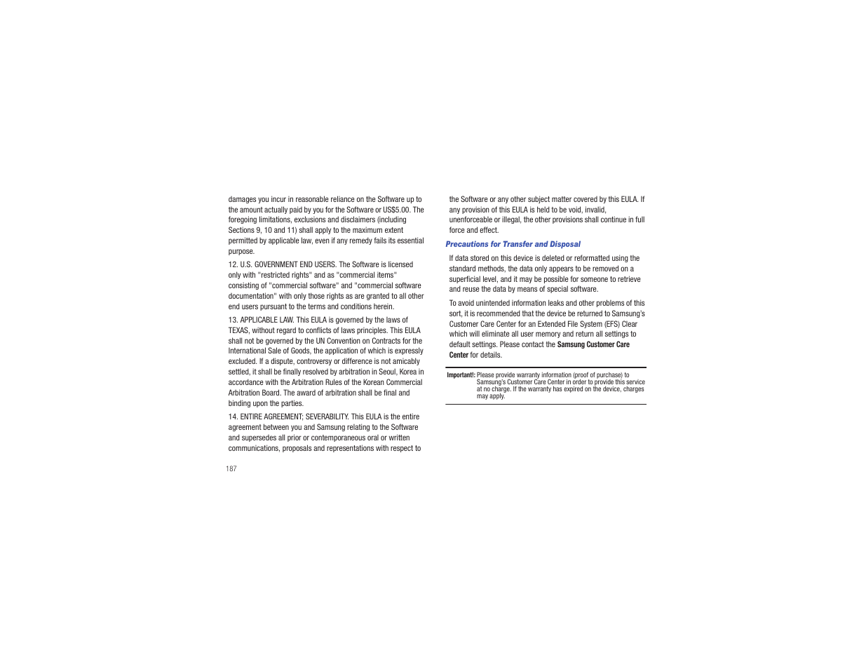 Samsung Eternity II SGH-A597 User Manual | Page 192 / 199
