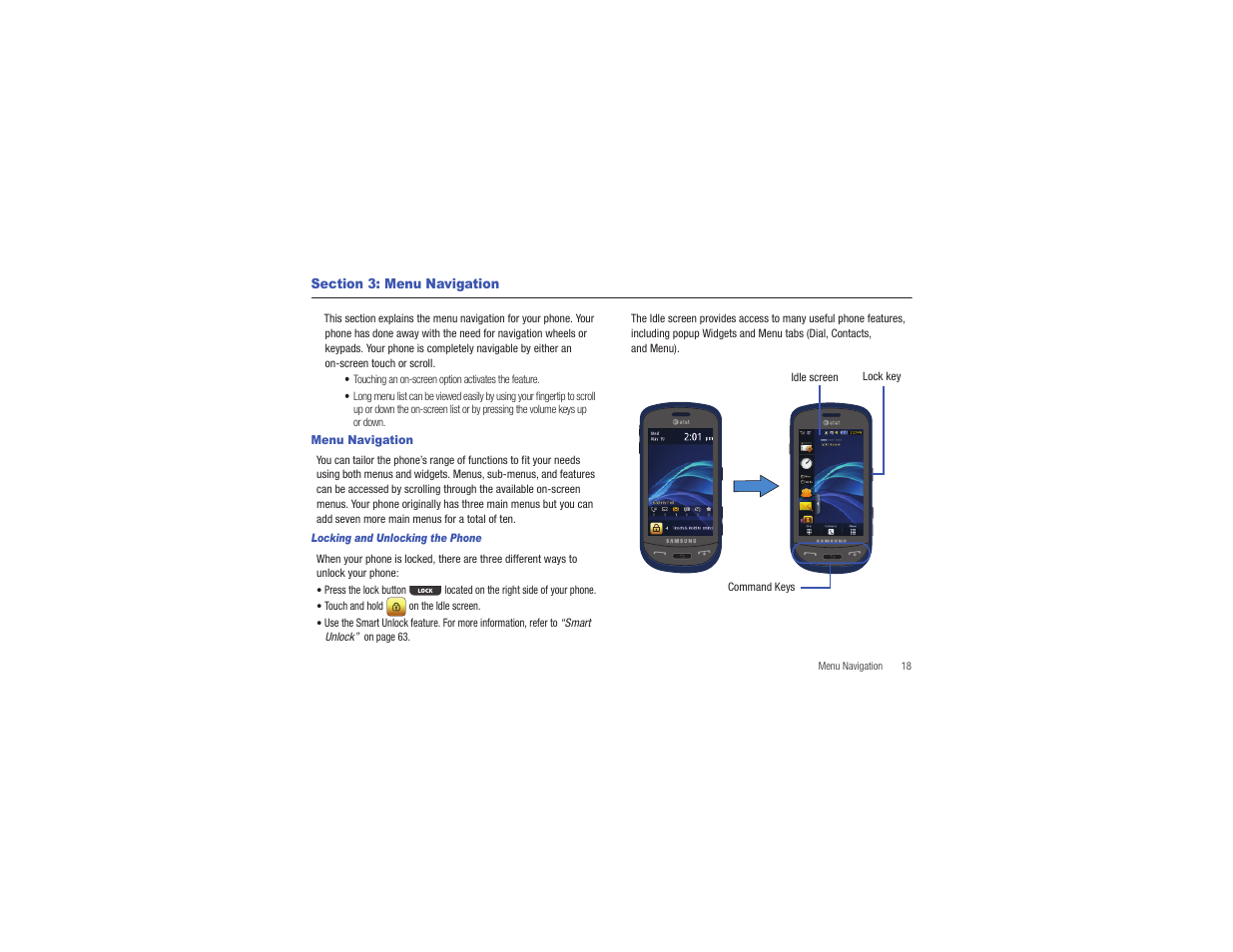 Section 3: menu navigation, Menu navigation | Samsung Eternity II SGH-A597 User Manual | Page 23 / 199