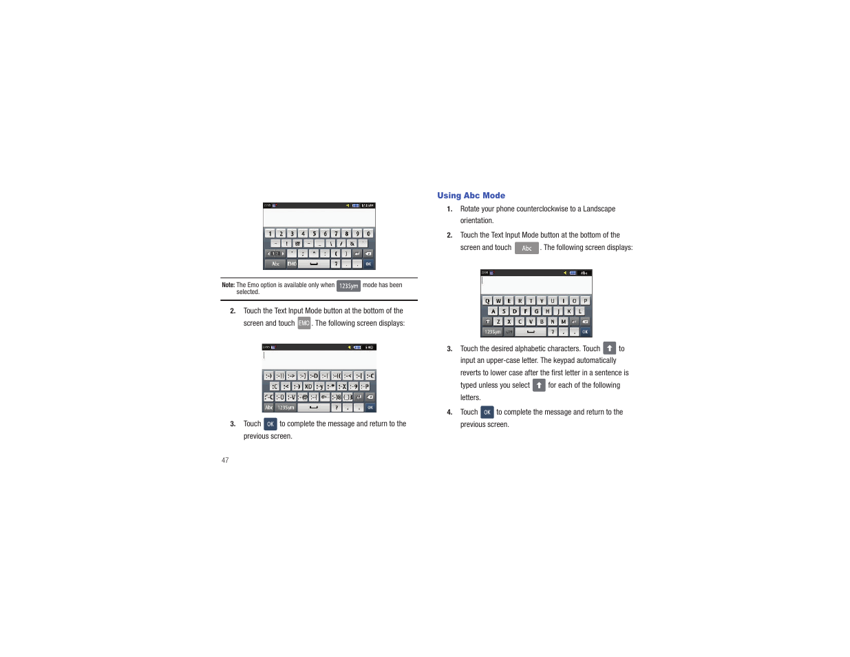 Using abc mode | Samsung Eternity II SGH-A597 User Manual | Page 52 / 199