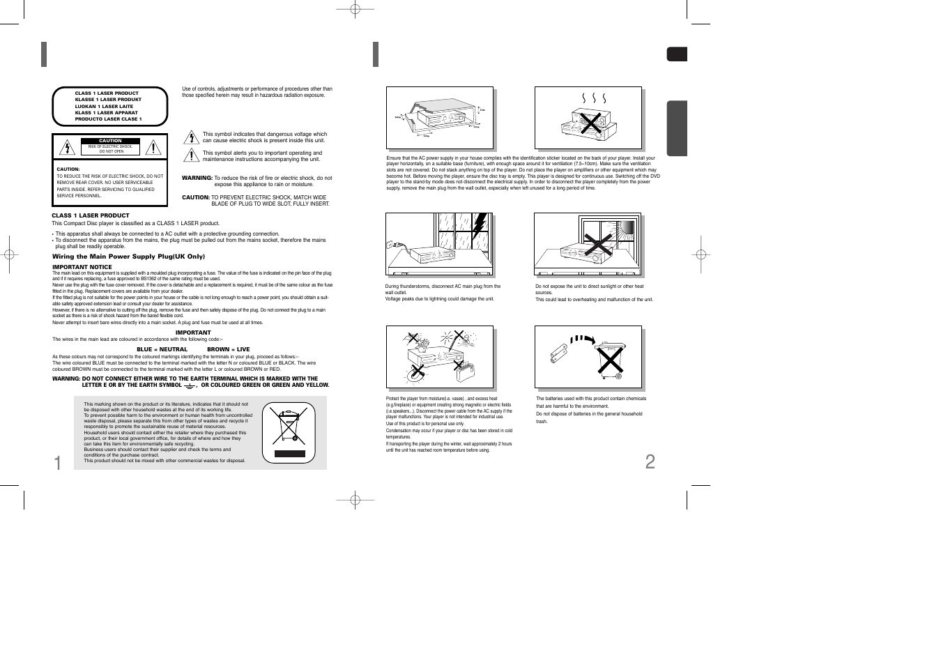 Safety warnings, Precautions, 2precautions | 1safety warnings, Phones | Samsung HT-Q9 User Manual | Page 2 / 33