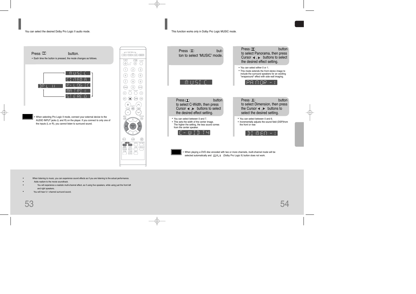 Dolby pro logic ii mode, Dolby pro logic ii effect, Dolby pro logic ii effect 53 | Samsung HT-Q9 User Manual | Page 28 / 33