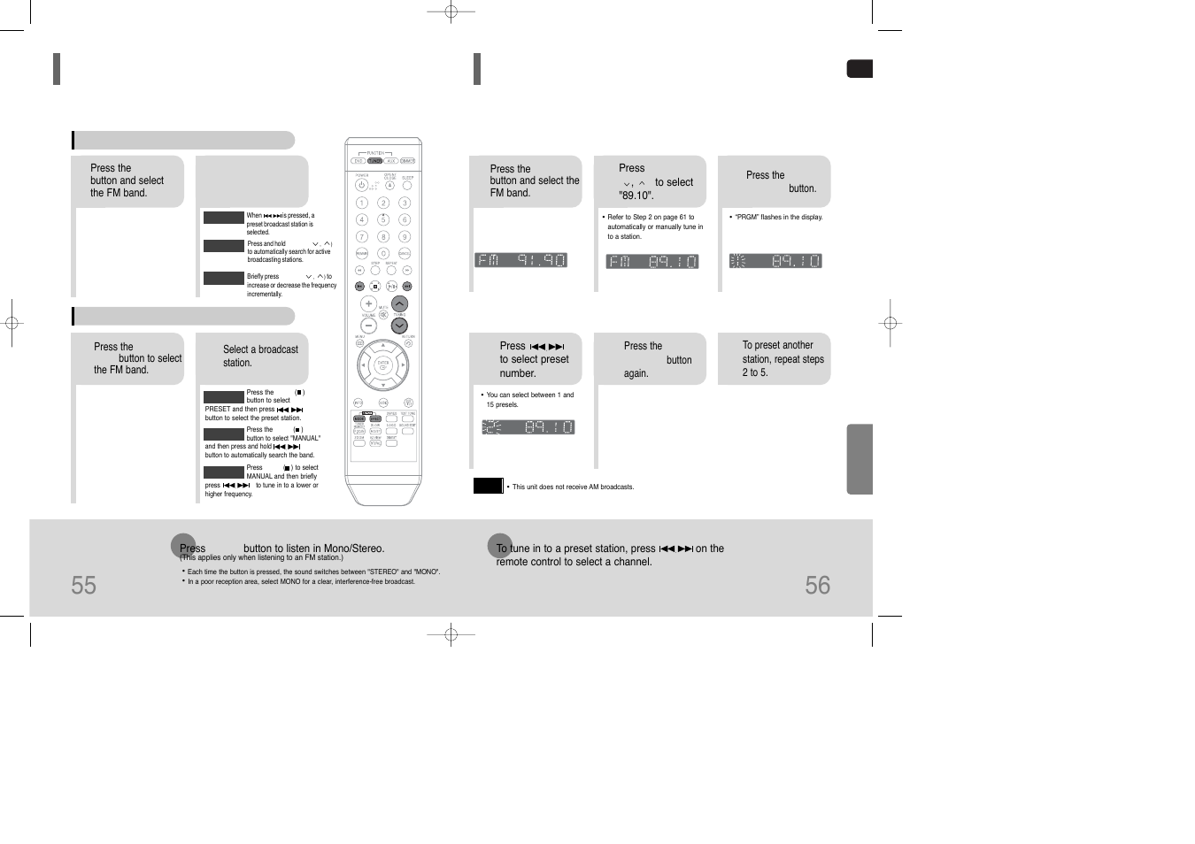 Listening to radio, Presetting stations, Presetting stations 55 | Samsung HT-Q9 User Manual | Page 29 / 33