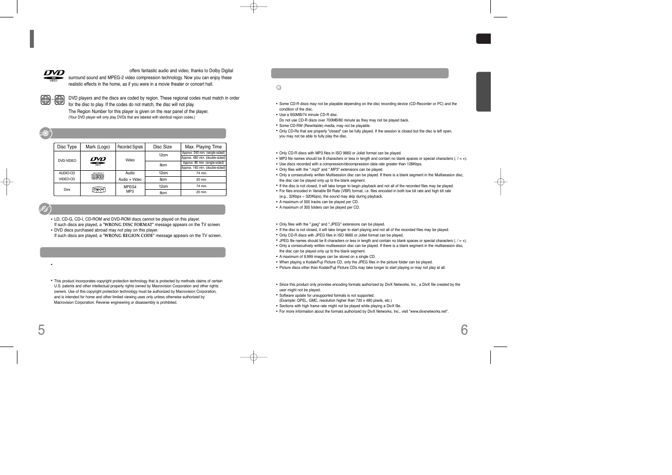 Notes on discs | Samsung HT-Q9 User Manual | Page 4 / 33