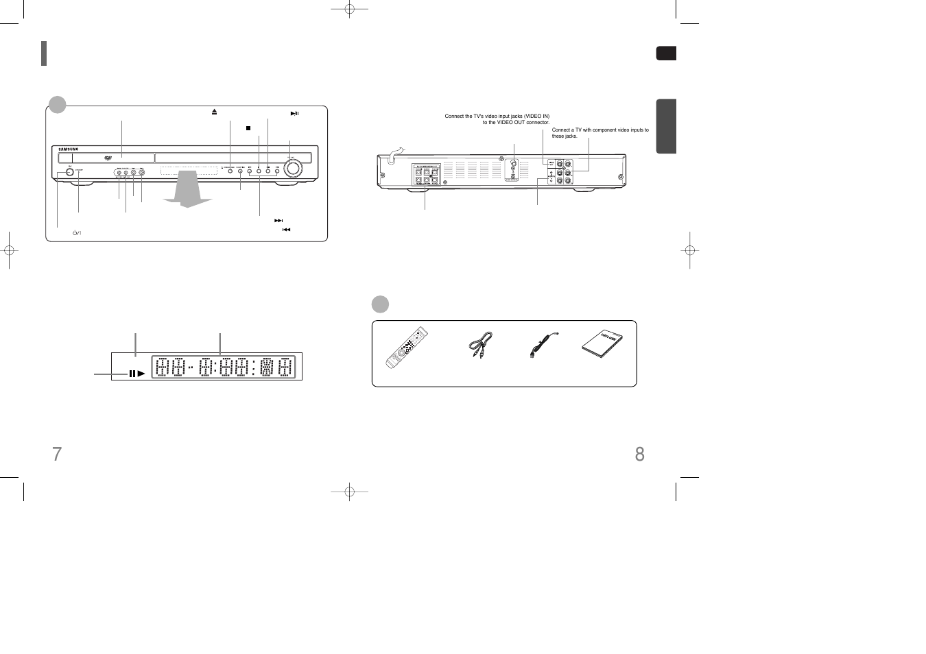 Description, Rear panel— —display, Accessories | Samsung HT-Q9 User Manual | Page 5 / 33