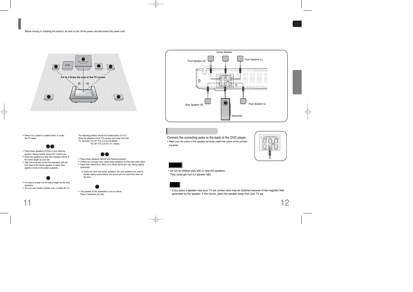 Connecting the speakers | Samsung HT-Q9 User Manual | Page 7 / 33