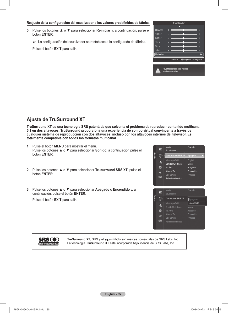 Ajuste de trusurround xt | Samsung HL72A650 User Manual | Page 136 / 195