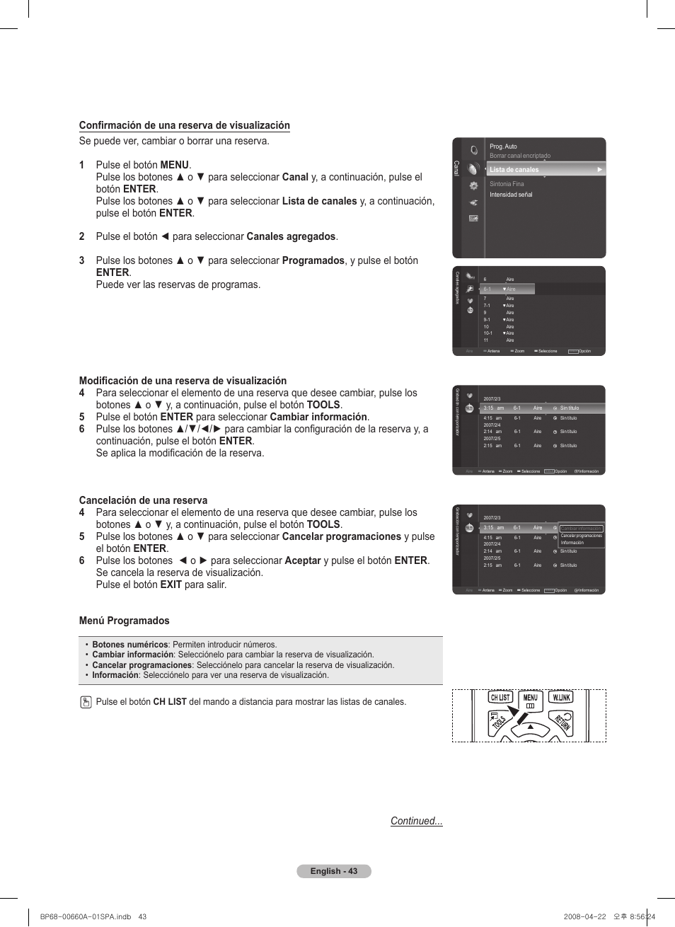 Continued | Samsung HL72A650 User Manual | Page 144 / 195