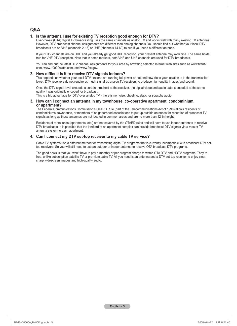 Samsung HL72A650 User Manual | Page 3 / 195
