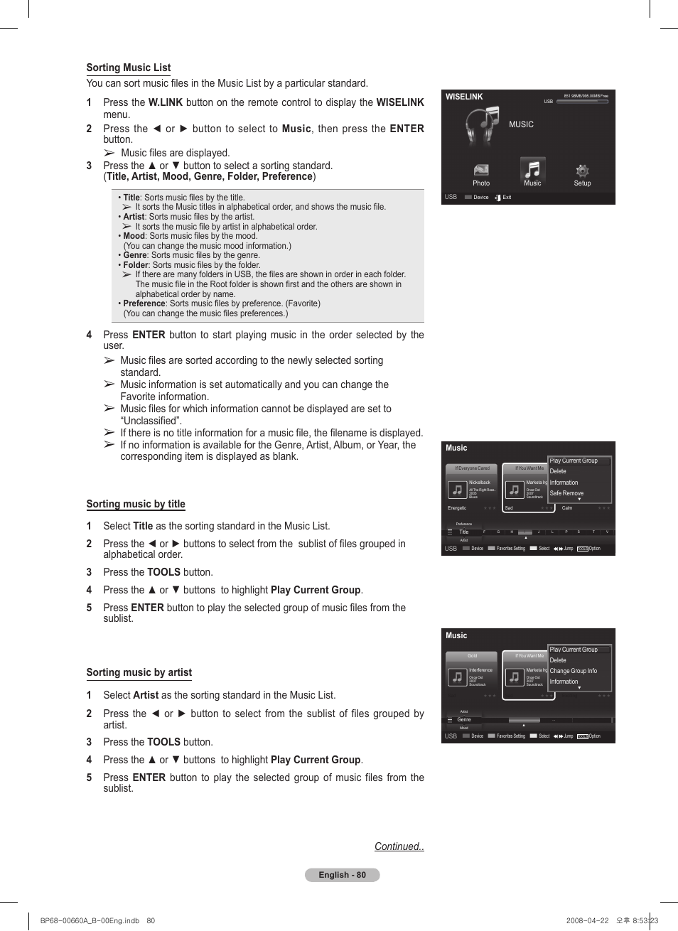 Samsung HL72A650 User Manual | Page 80 / 195