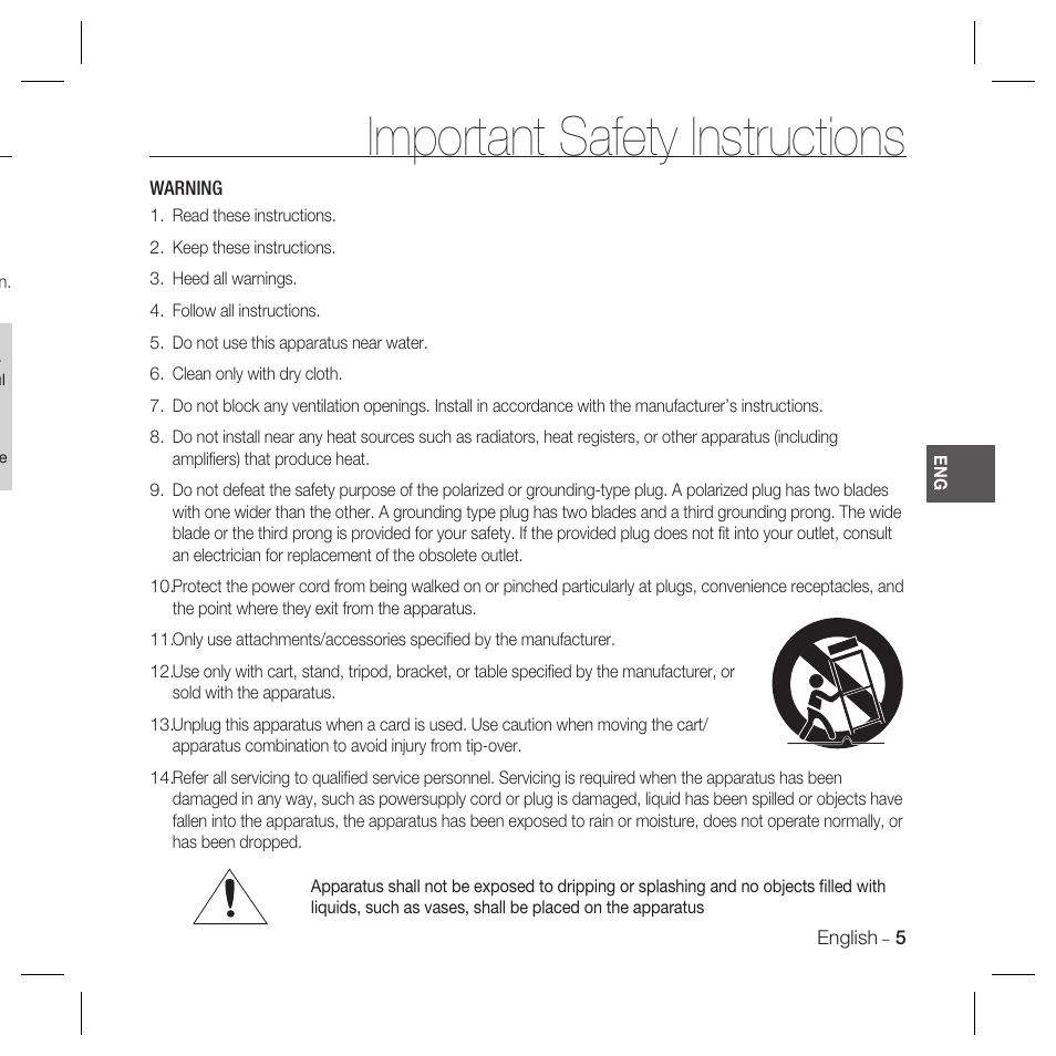 Important safety instructions | Samsung SCC-B5366 User Manual | Page 5 / 35