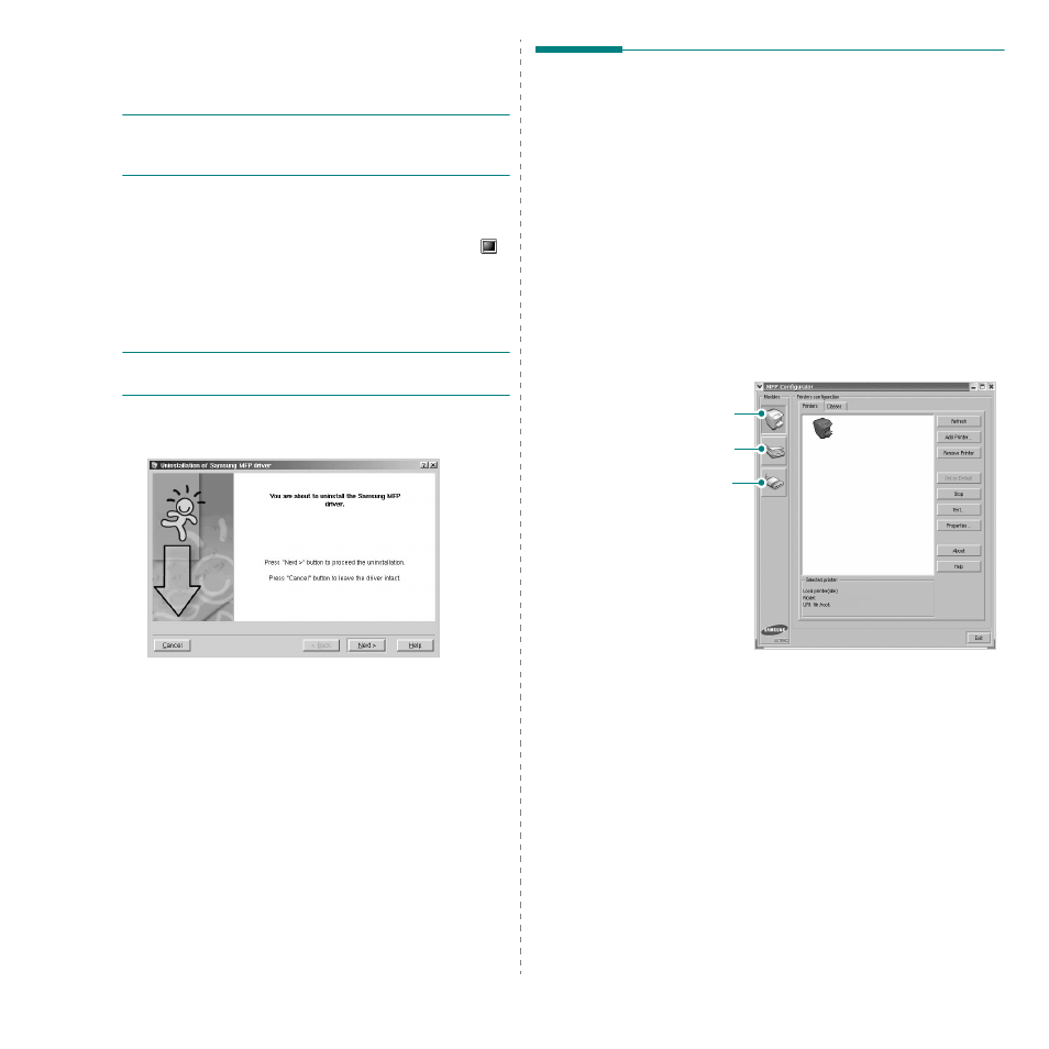 Uninstalling the mfp driver, Using the mfp configurator, Opening the mfp configurator | Samsung SCX-4200 User Manual | Page 80 / 93