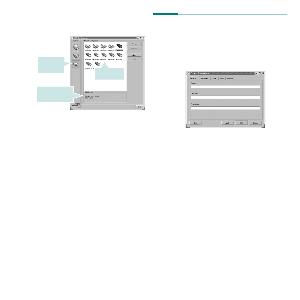 Mfp ports configuration, Configuring printer properties | Samsung SCX-4200 User Manual | Page 82 / 93