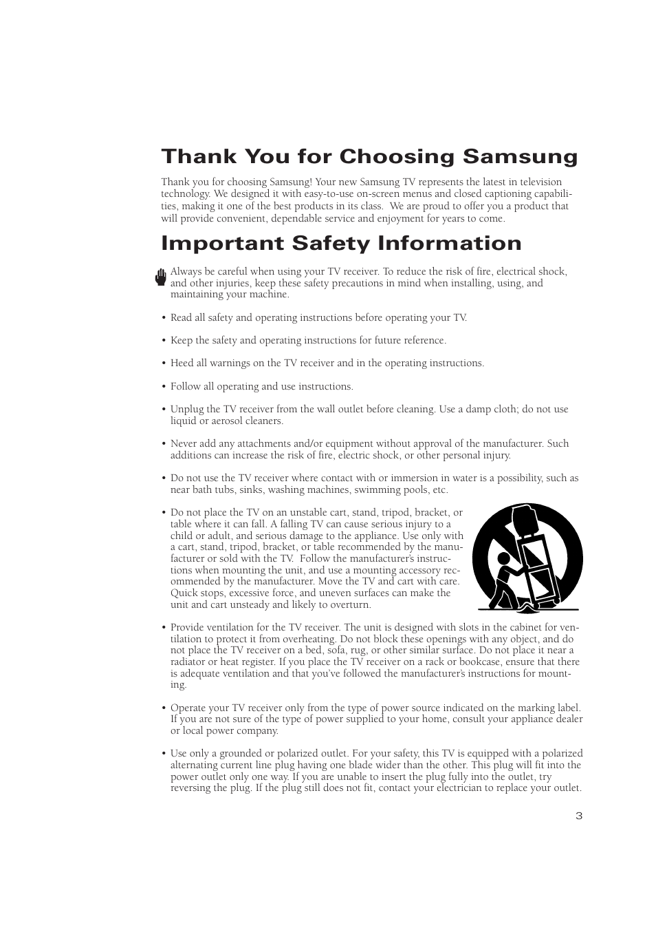 Important safety information | Samsung TXN3275HF/TXN2670WHF User Manual | Page 3 / 79