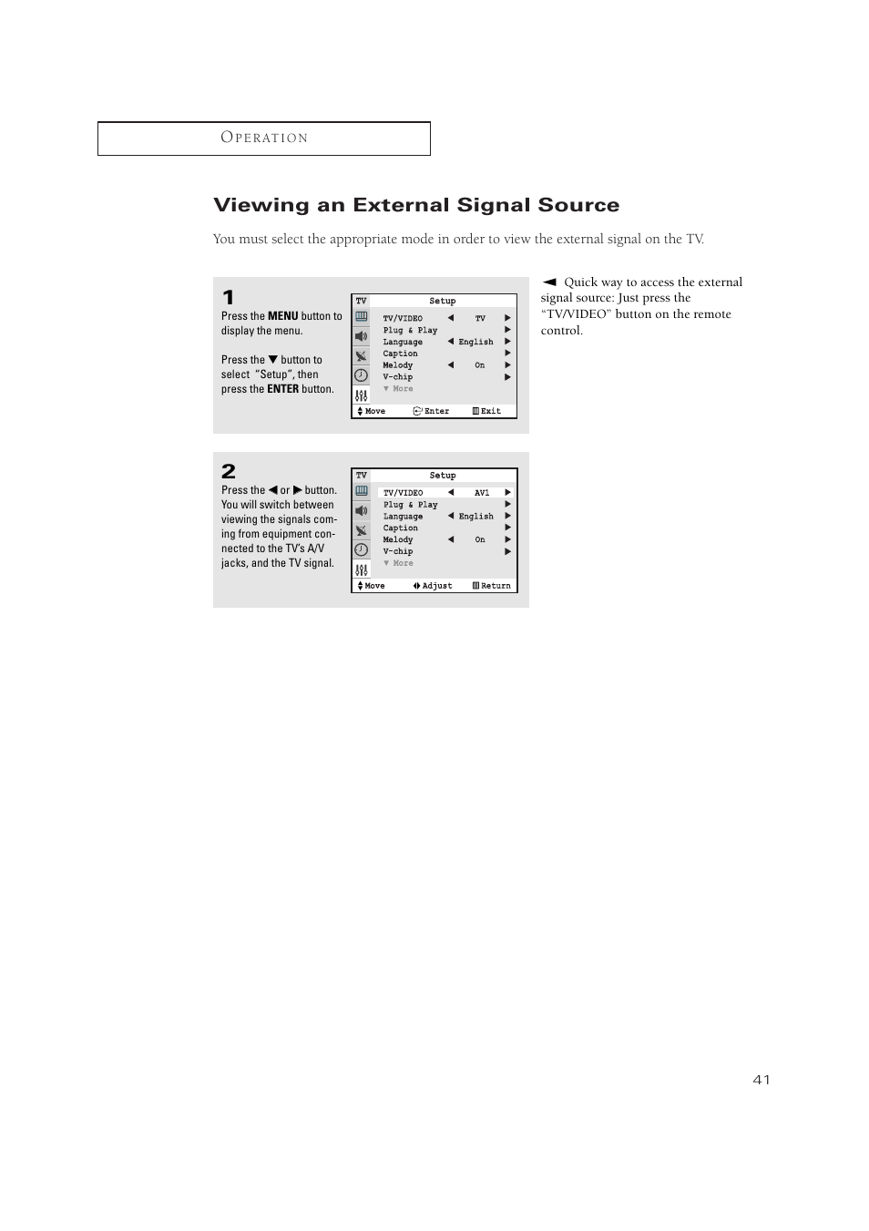 Viewing an external signal source | Samsung TXN3275HF/TXN2670WHF User Manual | Page 41 / 79