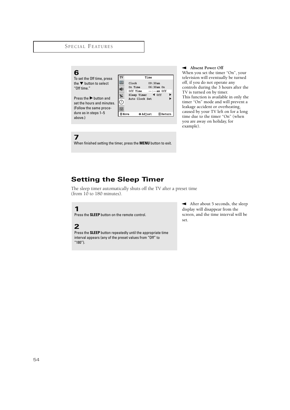 Setting the sleep timer | Samsung TXN3275HF/TXN2670WHF User Manual | Page 54 / 79