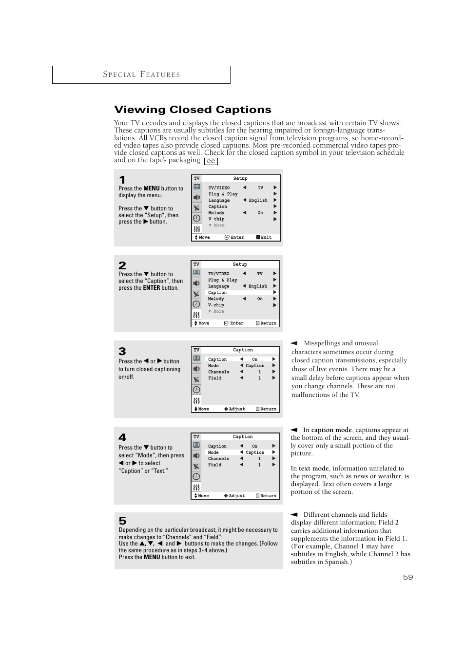 Viewing closed captions | Samsung TXN3275HF/TXN2670WHF User Manual | Page 59 / 79