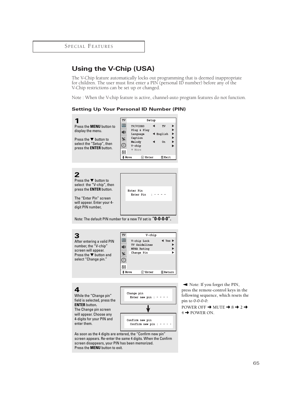 Using the v-chip (usa) | Samsung TXN3275HF/TXN2670WHF User Manual | Page 65 / 79