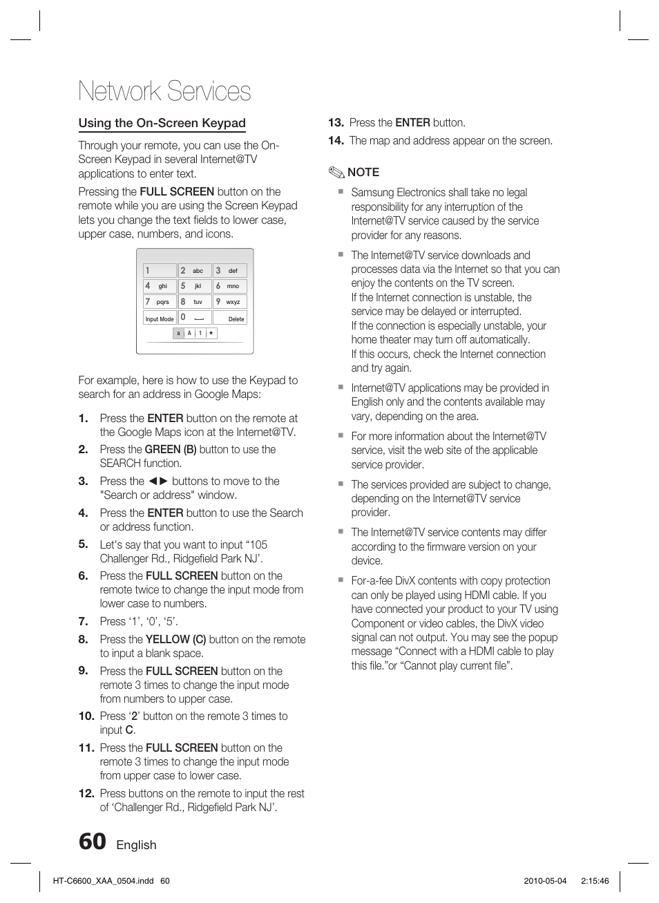 Network services | Samsung AH68-02302R User Manual | Page 60 / 73