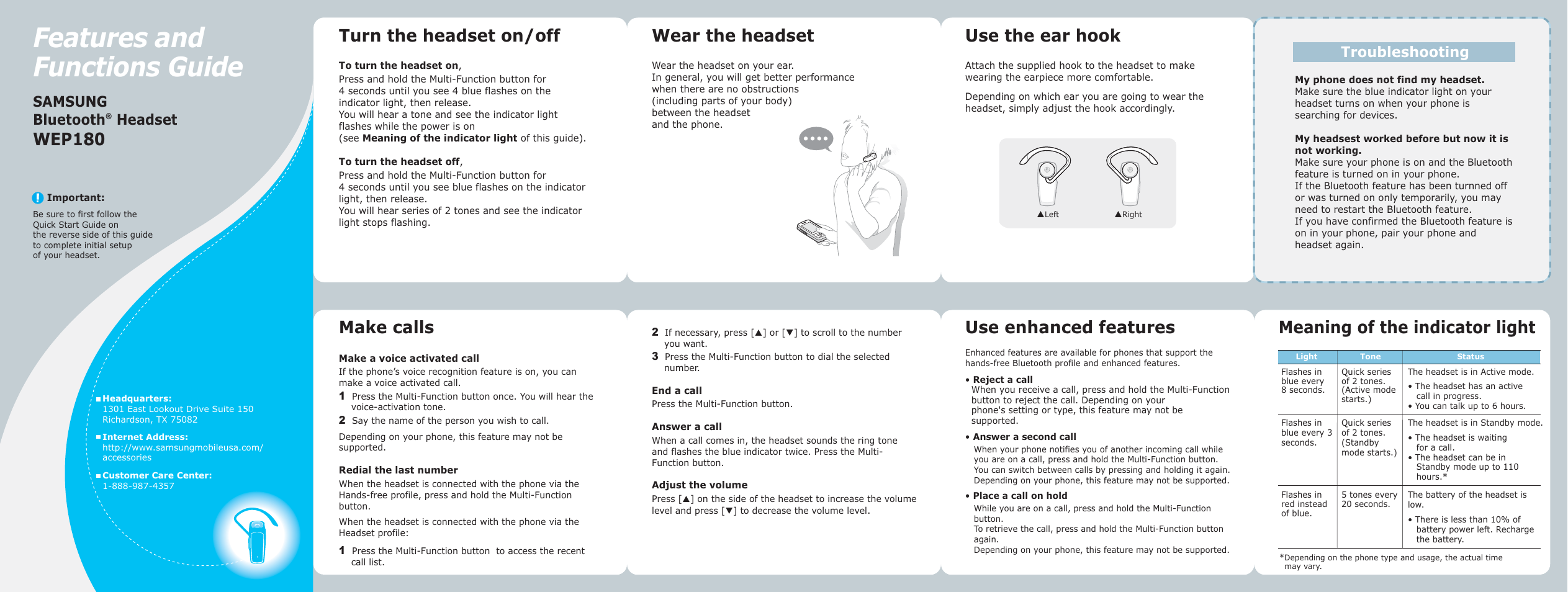 Samsung WEP180 User Manual | 1 page