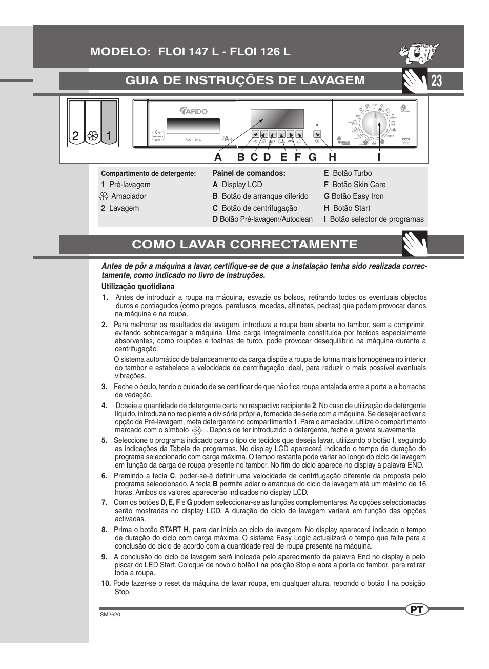 Guia de instruções de lavagem | Ardo FLOI126L User Manual | Page 23 / 72