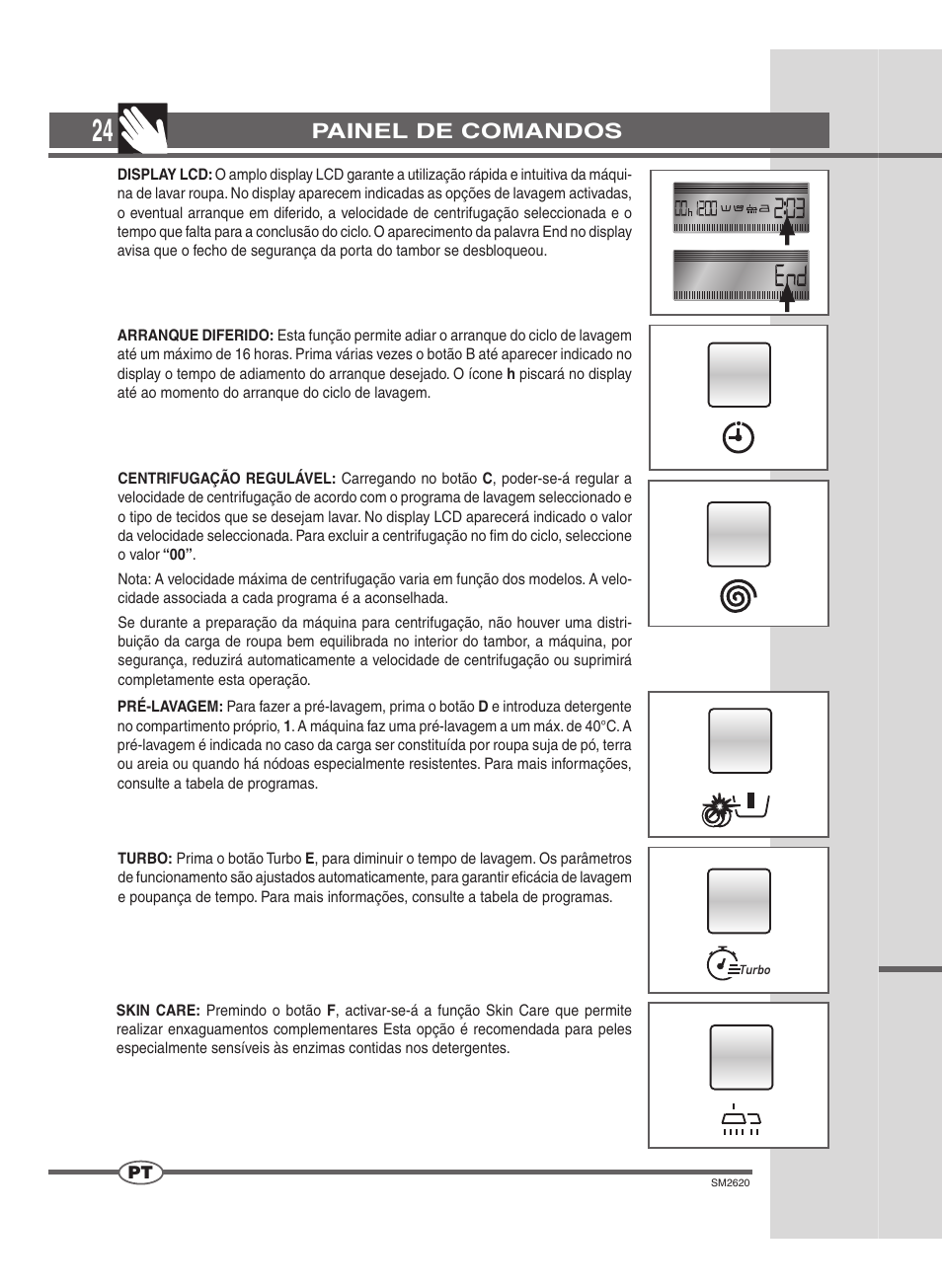 Painel de comandos | Ardo FLOI126L User Manual | Page 24 / 72