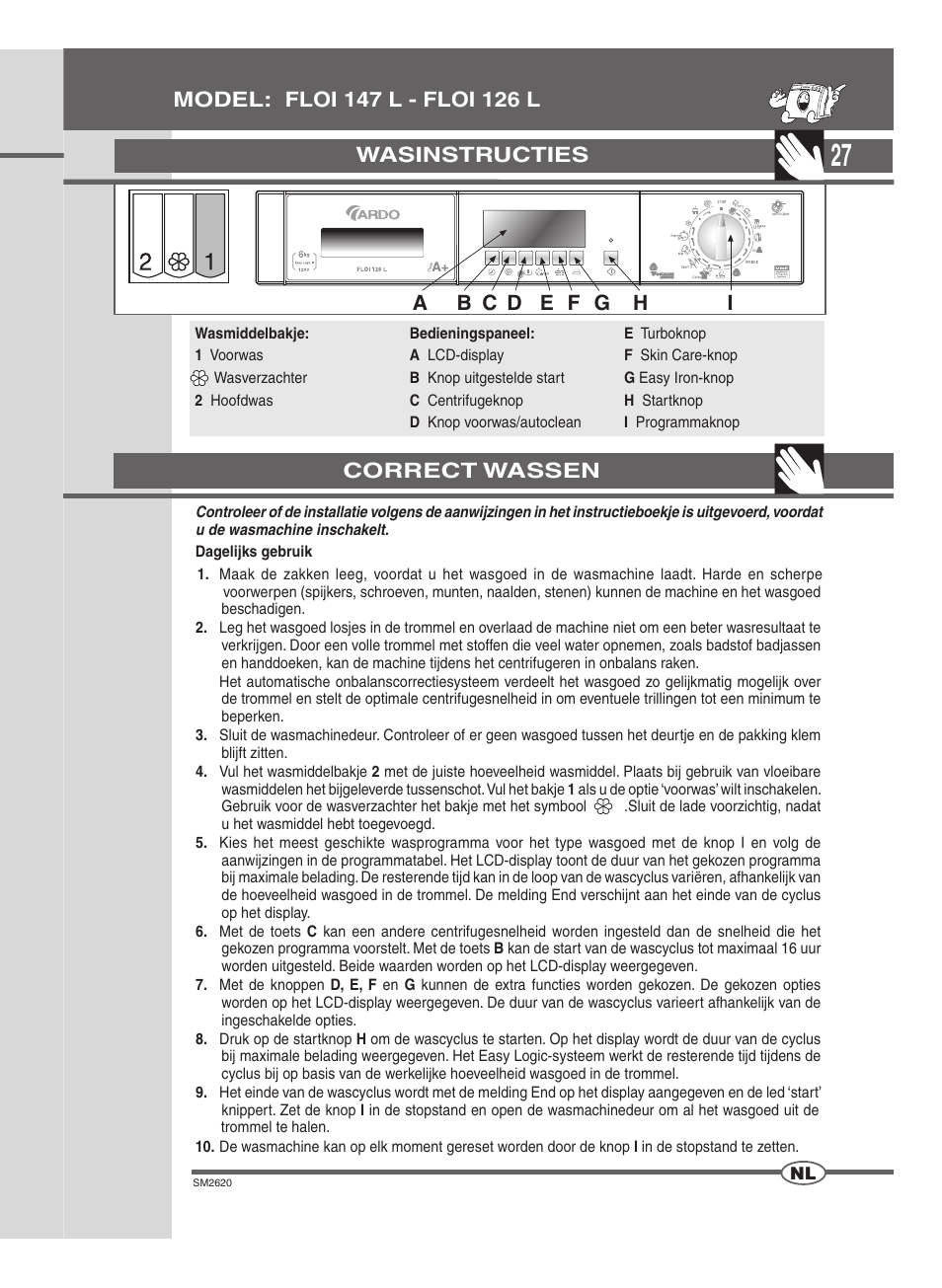 Wasinstructies | Ardo FLOI126L User Manual | Page 27 / 72