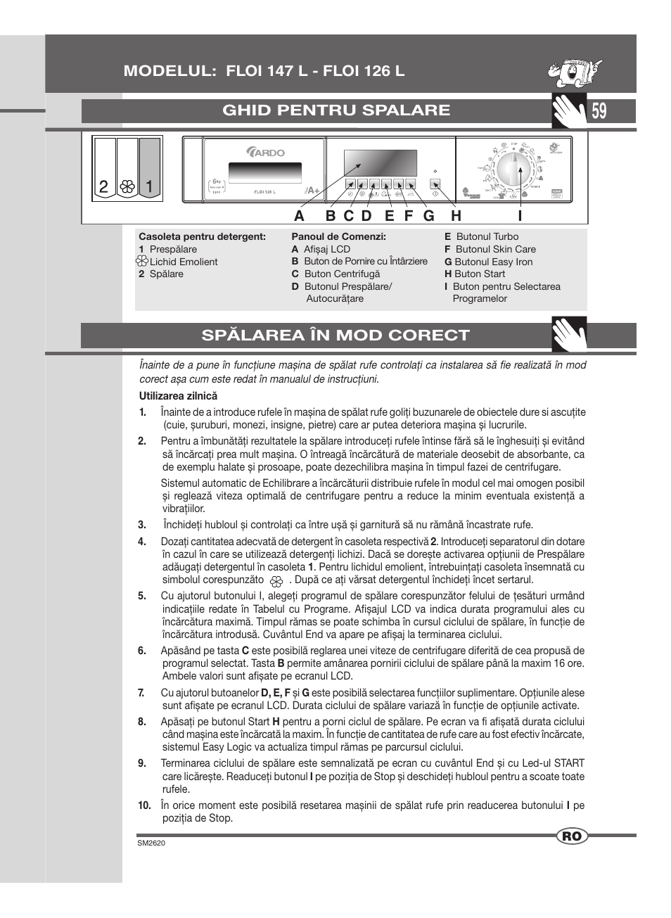 Ghid pentru spalare | Ardo FLOI126L User Manual | Page 59 / 72