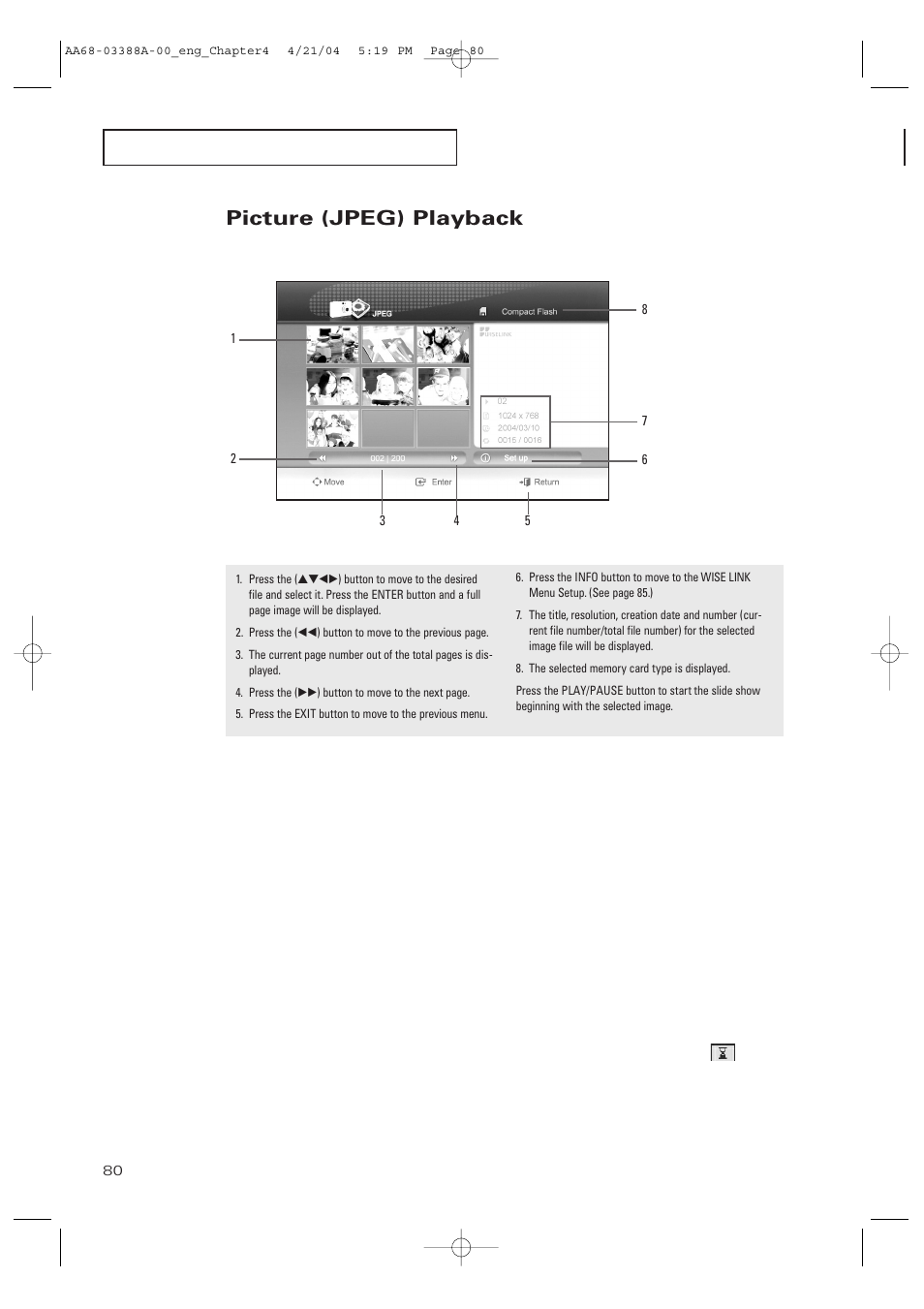 Picture (jpeg) playback | Samsung DynaFlat TX-P3076WH User Manual | Page 80 / 92