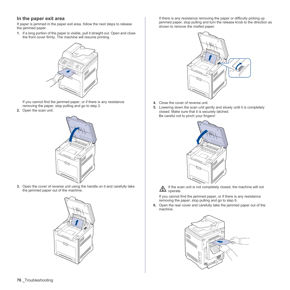 In the paper exit area, Ge 76, E 76 | Samsung CLX-6200ND User Manual | Page 76 / 161