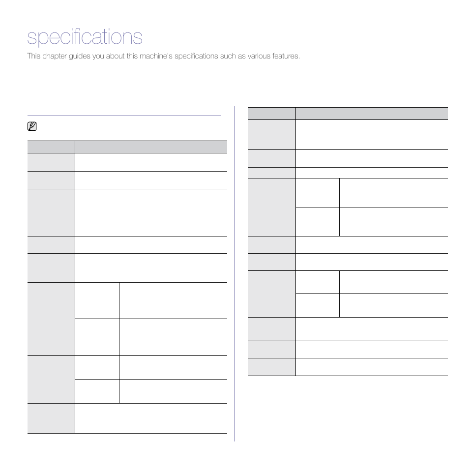 Specifications, General specifications, 99 general specifications | Samsung CLX-6200ND User Manual | Page 99 / 161