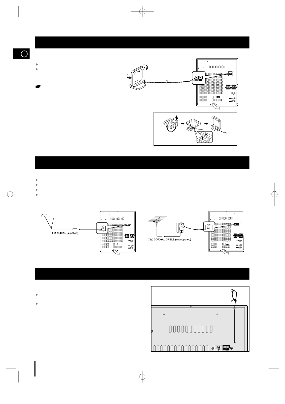 Connecting the am (mw)/lw aerial, Connecting the fm aerial, Connecting the sw aerial (option) | Samsung AH68-00939B User Manual | Page 10 / 29