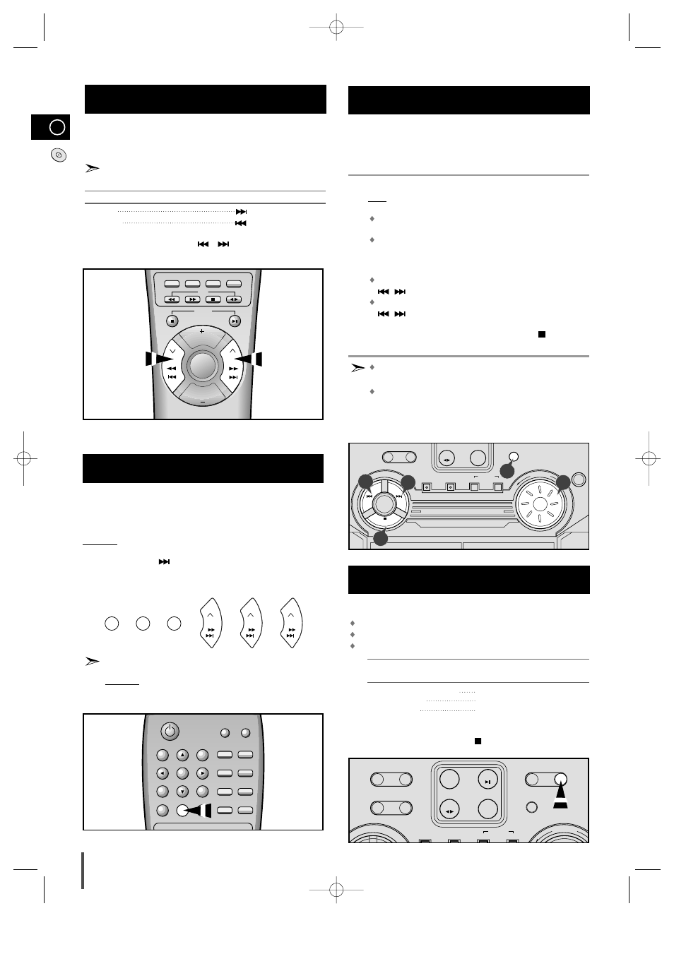 Searching for a specific music passage on a cd, Function to skip through 10 tracks at a time, Shuffle play function | Repeating one or all tracks on the compact discs, 12 3 shuffle play function | Samsung AH68-00939B User Manual | Page 14 / 29