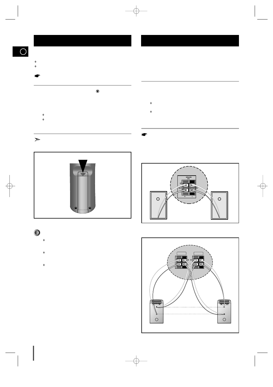 Inserting remote control batteries, Connecting the loudspeakers, Connecting the loudspeakers 1 2 3 | Max-vl65) (max-vl69), Directions in installing speaker | Samsung AH68-00939B User Manual | Page 8 / 29