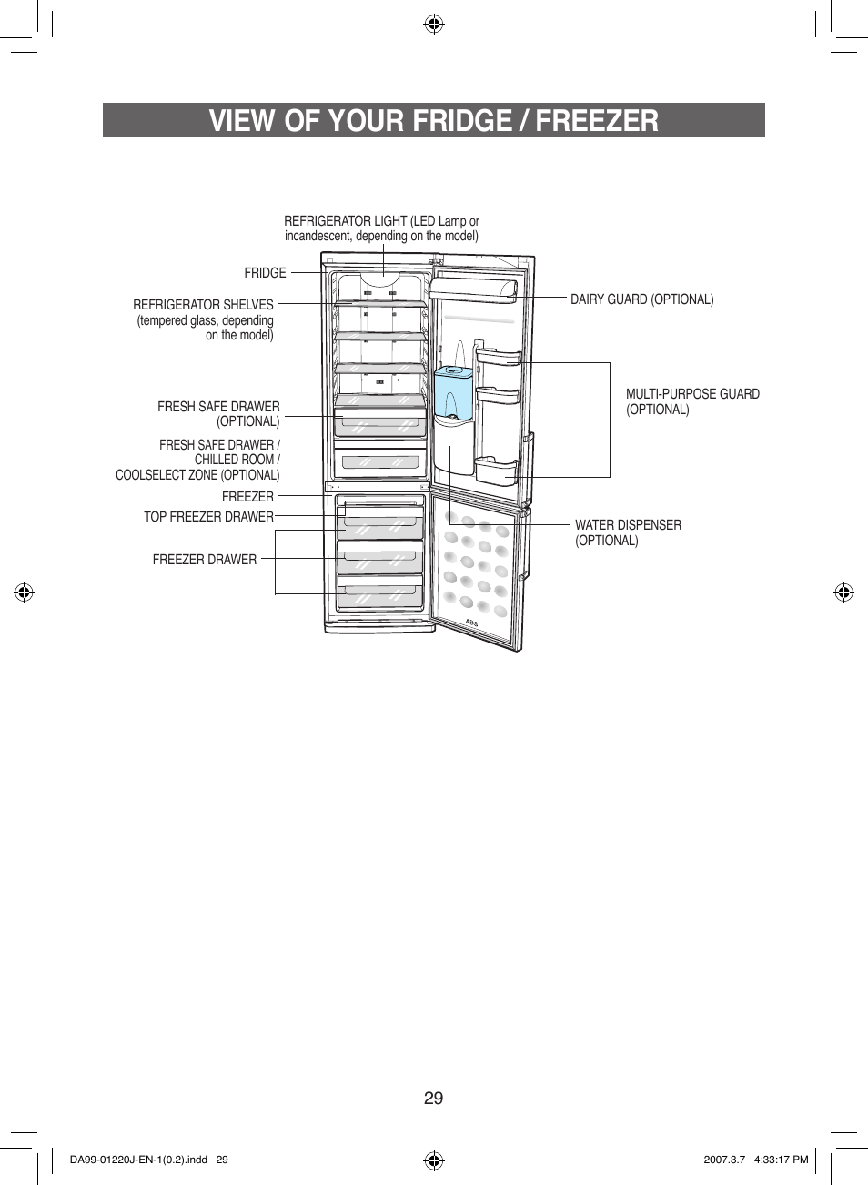 View of your fridge / freezer | Samsung DA99-01220J User Manual | Page 29 / 30