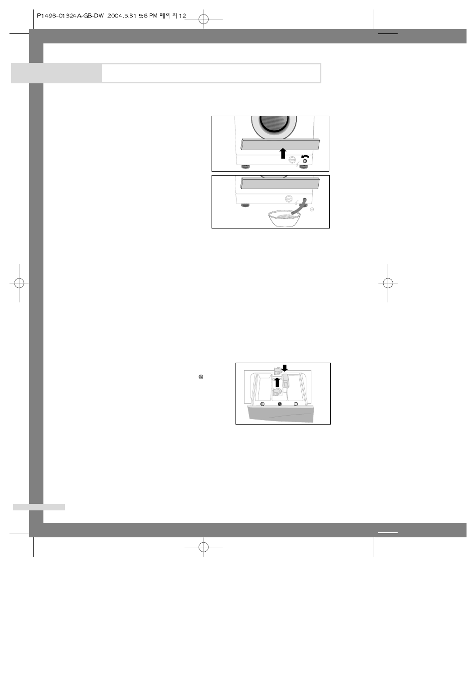 Maintaining the washing machine, Draining the washing machine in an emergency, Repairing a frozen washing machine | Cleaning the exterior, Cleaning the detergent drawer and recess | Samsung P1293 User Manual | Page 14 / 20